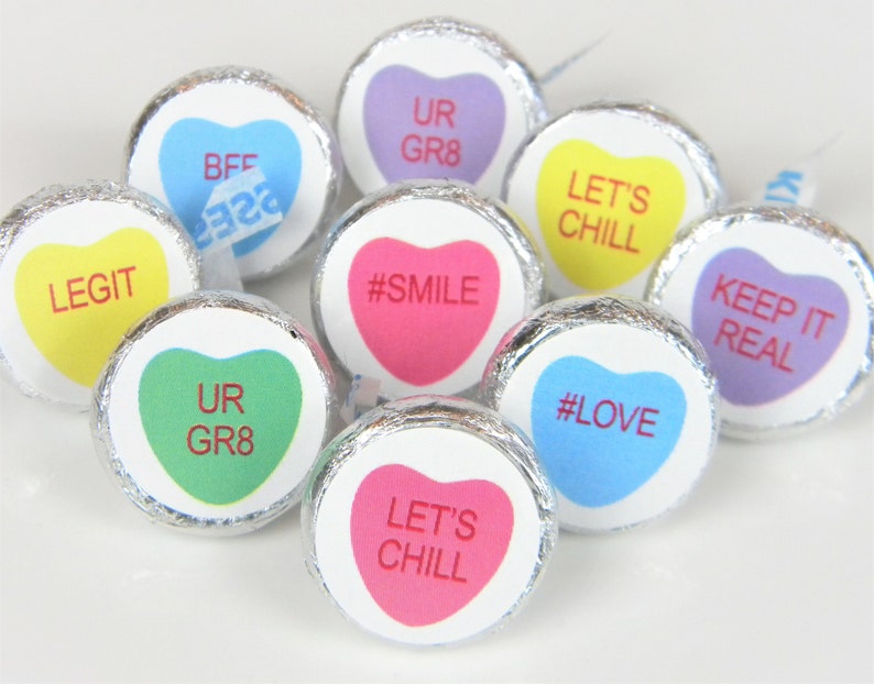 Valentine's Day Conversation Hearts Hershey Kiss Sticker image 1