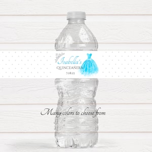 Personalized Quinceanera 15th Birthday Party Water Bottle Labels, Quince Theme Party - QUI221 - LABELS ONLY :)