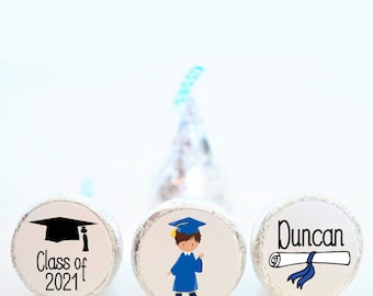 Graduation Favors - Personalized Graduation Hershey Kisses - Graduation Party Favors - GRD005 - STICKERS ONLY :)