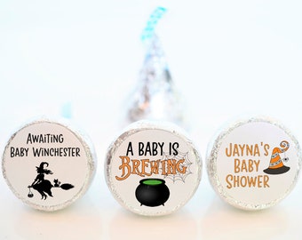Personalized A Baby Is Brewing Theme Baby Shower Kiss Stickers - Halloween Theme Baby Shower Favors - BIB001 - STICKERS ONLY :)