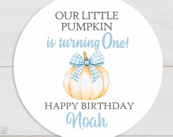 Our Little Pumpkin Boy Theme Birthday Party Favor Labels - 1st Birthday Favor Labels - Gift Tags - OLP026 - 1.5", 2", 2.5" sizes