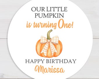 Our Little Pumpkin Theme Birthday Party Favor Labels - 1st Birthday Favor Labels - Gift Tags - OLP027 - 1.5", 2", 2.5" sizes