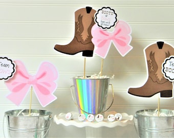 Boots or Bows Gender Reveal Centerpieces Party Decor, DIGITAL FILES ONLY - png and pdf - Nothing Shipped - Available immediately :)