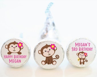 Personalized Monkey Baby Shower Hershey Kiss Sticker Favors - MON002 - STICKERS ONLY :)