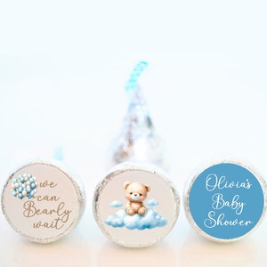 Personalized We Can Bearly Wait Baby Shower Party Favor Hershey Kiss Stickers - 3 Designs - Baby Shower Favors - BER001 - STICKERS ONLY :)