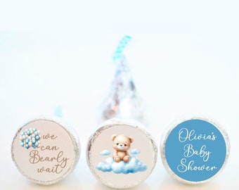 Personalisierte Wir können Bären-Babyparty-Gastgeschenke warten Hershey Kuss Aufkleber - 3 Designs - Babypartybevorzugungen - BER001 - NUR AUFKLEBER :)