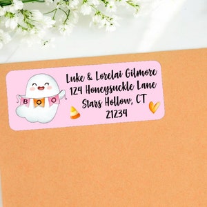 A Little Boo Ghost Halloween thema jongen babyshower uitnodiging of bedankkaartje babyshower retouradresetiketten - ALB401 - ALLEEN LABELS :)