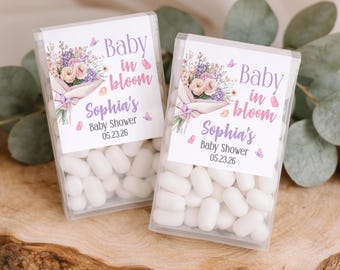 Baby in Bloom Floral Theme Tictac Baby Shower Party Favor Labels - Flower Tic Tac Baby Shower Stickers - BIB200 - STICKERS ONLY :)