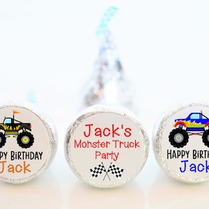 Personalized Monster Truck Hershey Kiss Party Favor Stickers - MTR001 - LABELS ONLY :)