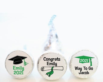 Personalized Graduation Party Favor Hershey Kiss Stickers -  - Graduation Party Favors - Mix of 3 Designs - GRD010 - STICKERS ONLY :)