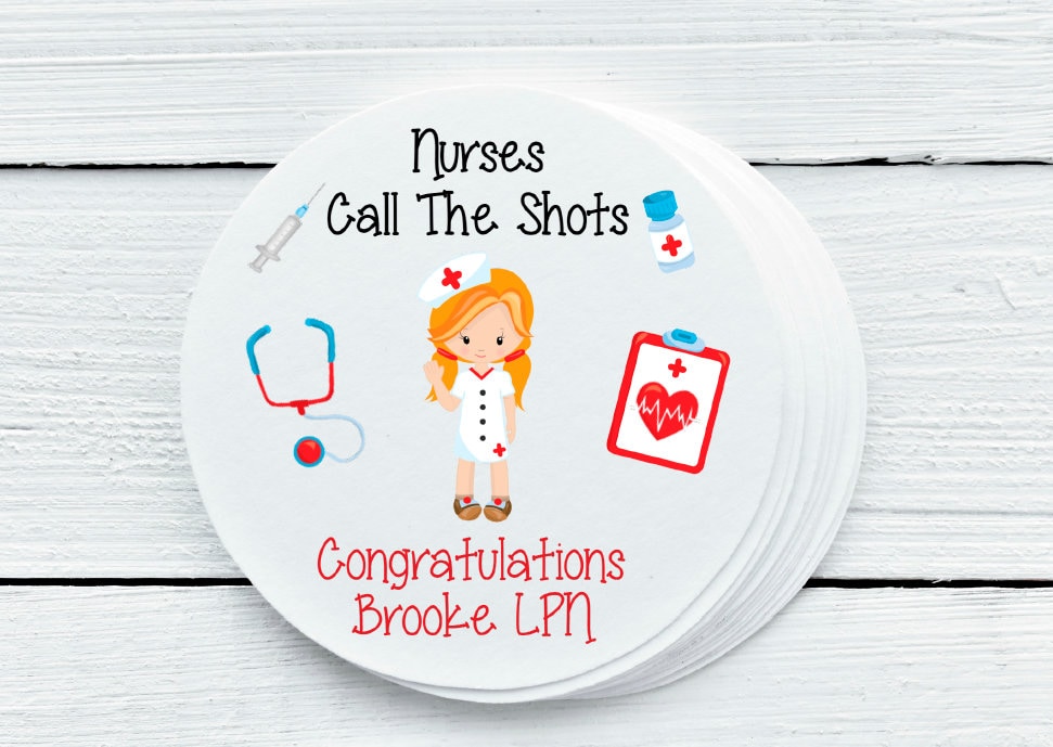 Personalized Glossy Nursing School Graduation Favor Labels - Nurse Favor Stickers - Gift Tags - 1.5", 2", 2.5" sizes - MED027
