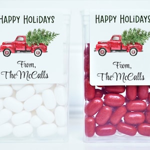Etiquetas personalizadas de Navidad Vintage Red Truck TicTac Party Favor - CHR201 - ETIQUETAS SOLO :)