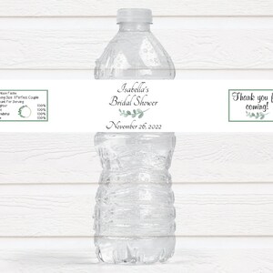 Eucalyptus Theme Bridal Shower Water Bottle Labels, Eucalyptus Theme Shower - EUC220 - LABELS ONLY :)