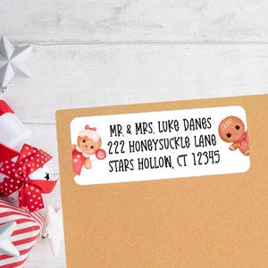Etiquetas de dirección de remitente para baby shower o tarjeta de agradecimiento con temática de pan de jengibre y galletas dulces - SLC400 - SOLO ETIQUETAS :)