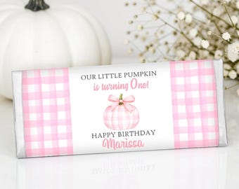 Our Little Pumpkin Theme Girl Birthday Party Full Size Candy Bar Labels, 1st Birthday Theme Party - OLP770 - LABELS ONLY :)