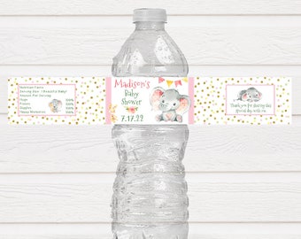 Adorable Personalized Baby Elephant Baby Shower or Birthday Water Bottle Labels - ELE221 - LABELS ONLY :)