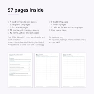 Emergency Binder Printable, 57 Pages, In Case of Emergency Binder, Family Information Organizer, Important Documents, A4 + US Letter PDF image 2