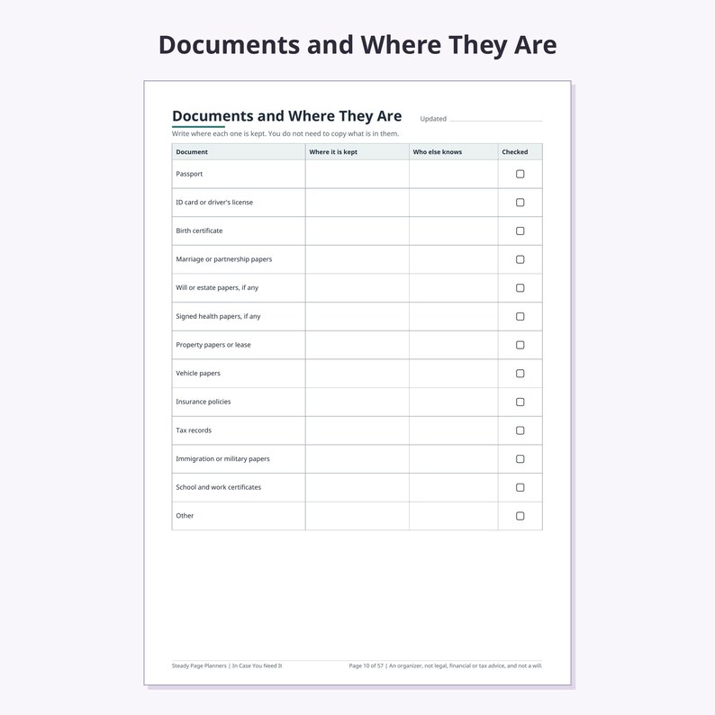 Emergency Binder Printable, 57 Pages, In Case of Emergency Binder, Family Information Organizer, Important Documents, A4 + US Letter PDF image 4