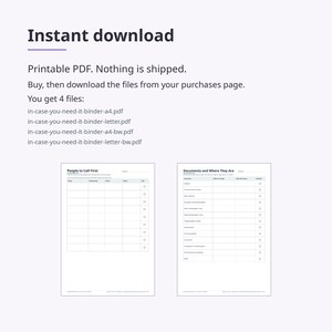 Emergency Binder Printable, 57 Pages, In Case of Emergency Binder, Family Information Organizer, Important Documents, A4 + US Letter PDF image 8