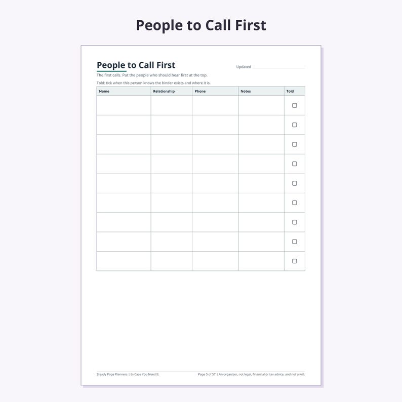 Emergency Binder Printable, 57 Pages, In Case of Emergency Binder, Family Information Organizer, Important Documents, A4 + US Letter PDF image 3