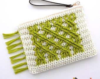 Irish Fling Clutch Purse Crochet Pattern PDF - Post Stitches, Crochet Cables, Handbag