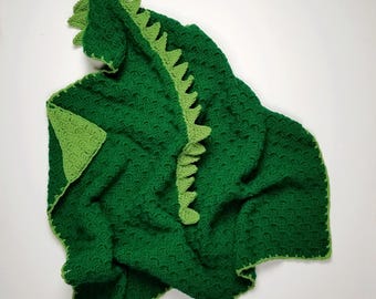 Cuddle Up Dinosaur Blanket Pattern Aran Yarn Easy Crochet Pattern PDF with Video