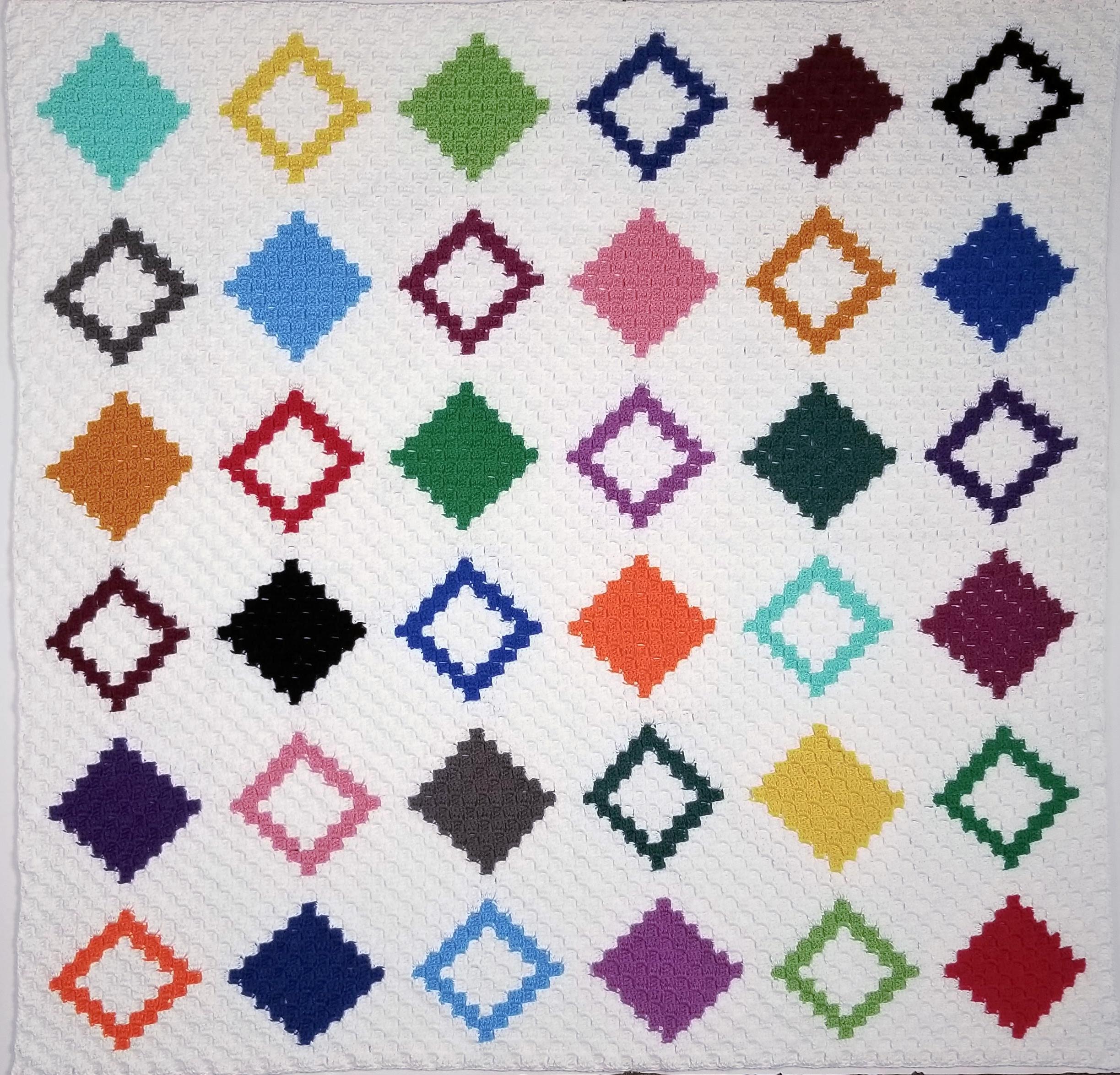 38 Beautiful Crochet Quilt Patterns You Will Want to Make 6 Easy Diamond Quilt C2C Graphgan