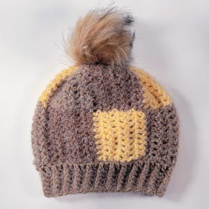 Big Checked Crochet Beanie PDF Pattern Only
