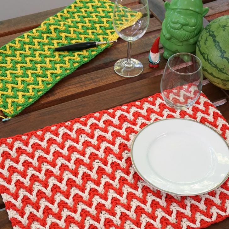 40 Paid and Free Crochet Chevron Patterns To Try Today 17 Colorful Chevron Placemat