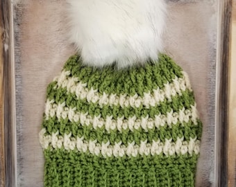 Alpine Stripe Beanie Crochet Pattern PDF - Intermediate Aran Yarn Top Down Crochet Hat