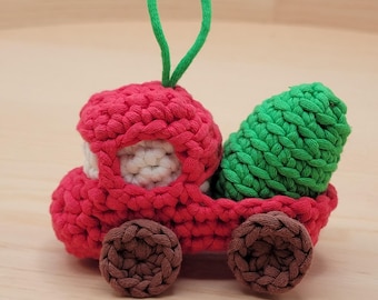 Red Truck Christmas Ornament Crochet Pattern PDF - Easy Bulky Yarn Quick Crochet Gift