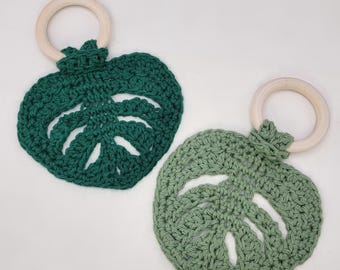 Crochet Little Monstera Teething Ring Pattern PDF - Easy Crochet Pattern