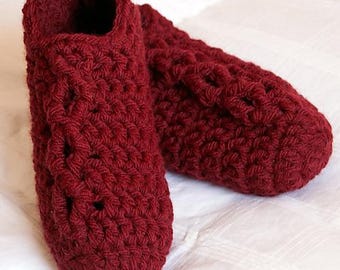 Chunky Cable Crochet Slippers Pattern PDF - Easy Crochet - Bulky Yarn