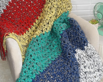 Care Package Throw Crochet Pattern PDF - Reversible, Fast, No Ends to Weave In!