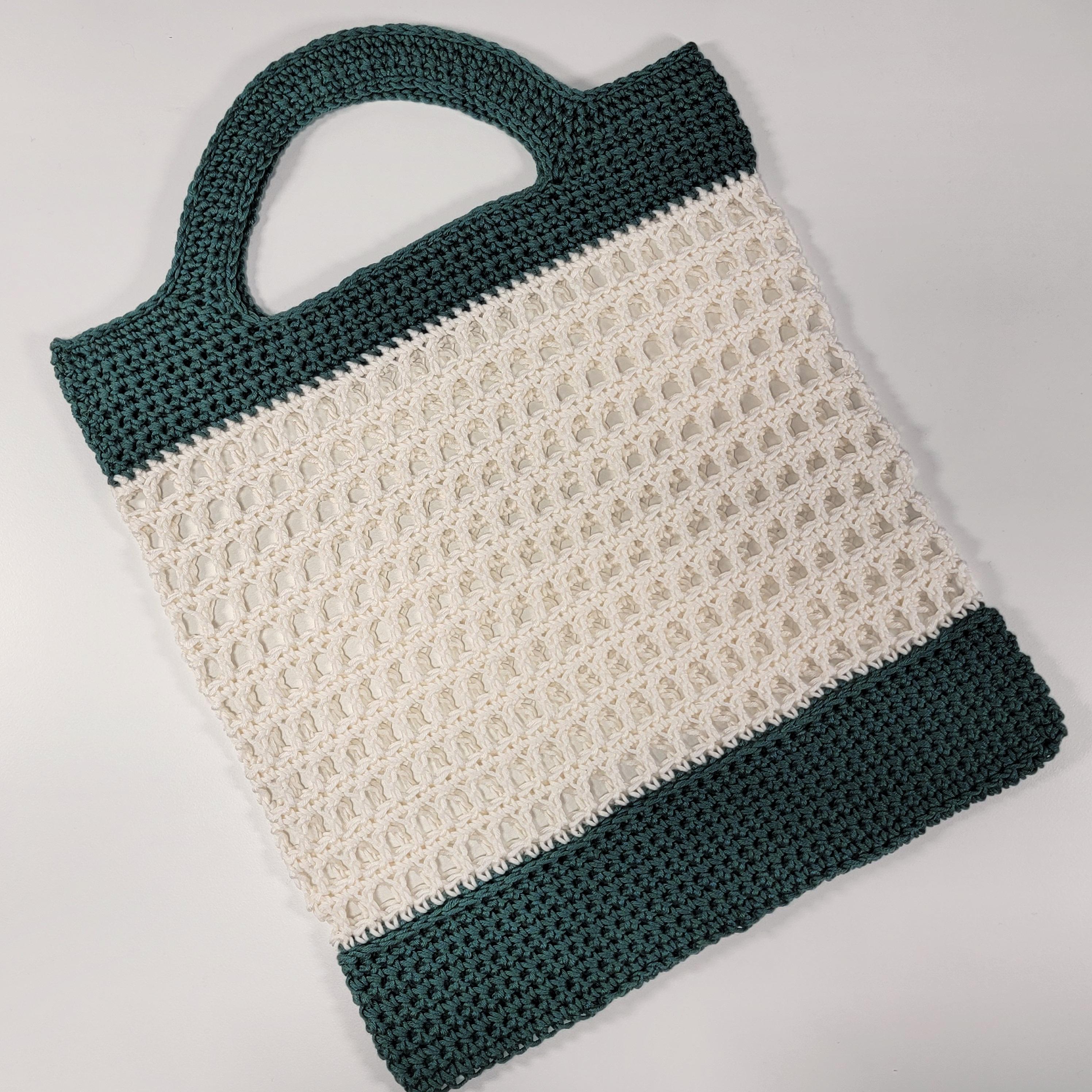 Cream & Multicolored Crochet Tote Bag