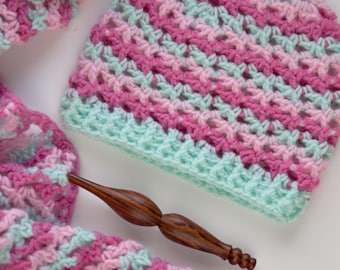 Schema per cappello all'uncinetto Loopy Love in PDF - Berretto facile in tutte le taglie