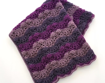 Little Princess Baby Blanket Crochet Pattern PDF - Easy Aran Yarn Ripple Stripes Chart and Video Tutorials Included