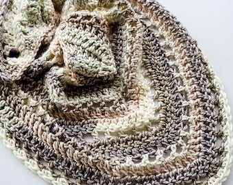 Schema all'uncinetto per scialle color burro marrone in PDF - Filato spesso - Principiante avanzato