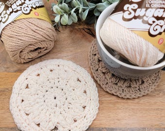 Floral Farmhouse Coasters Pattern PDF - Advanced Beginner Crochet