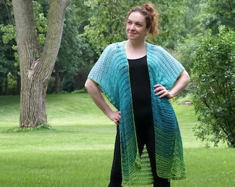 Seaglass Summer Cardi Crochet Pattern PDF - Pool Coverup, Kimono, Ruana