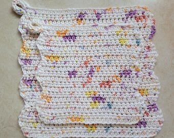 Crochet Speckle Cloud Dishcloth Set Pattern PDF - Advanced Beginner - Hanging Loop - Video Tutorial