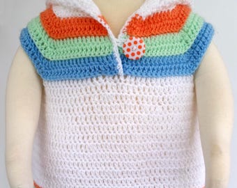 Felpa estiva a righe per neonati, modello all'uncinetto, facile da realizzare in formato PDF