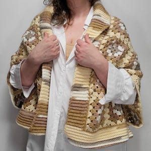 Crochet Market Day Cardigan Pattern PDF - Oversized Fit Granny Square Seamed Adult Pattern