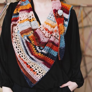 Sideways Sampler Shawl Crochet Pattern PDF - Intermediate, Fingering, with Video Tutorials