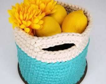 Crochet Self-Standing Storage Basket Pattern with Handles Pattern PDF, Easy Jumbo Yarn Basket with Hard Base
