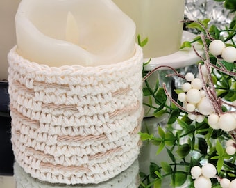 Easy Birch Bark Candle Cozy Crochet Pattern PDF