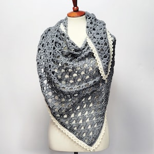 Heatherstone Shawl Crochet Pattern PDF - Easy Aran Yarn Triangle Wrap - Written and Video Tutorials