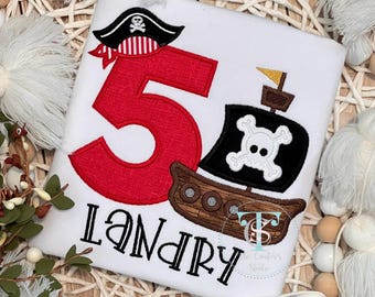Pirate Ship Personalized Shirt, Monogrammed Pirate Ship, Birthday Shirt, Boys Shirt, Girls Shirt, Argh!, Gasparilla Shirt