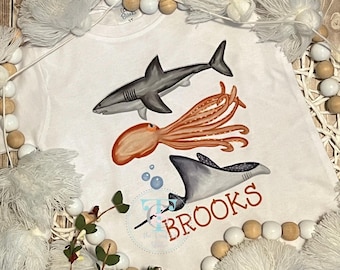Ocean Trio Tshirt, Shark Week, Beach Shirt, Summer Shirt, Beach TShirt, Ready For Summer, Toddler Boys Shirt, Toddler Girls Tee