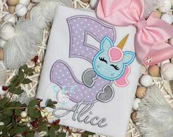 Unicorn Birthday Shirt, Birthday TShirt, Personalized Tee, Embroidered Shirt, Girls Birthday TShirt, Toddler Shirt, Monogrammed Tee